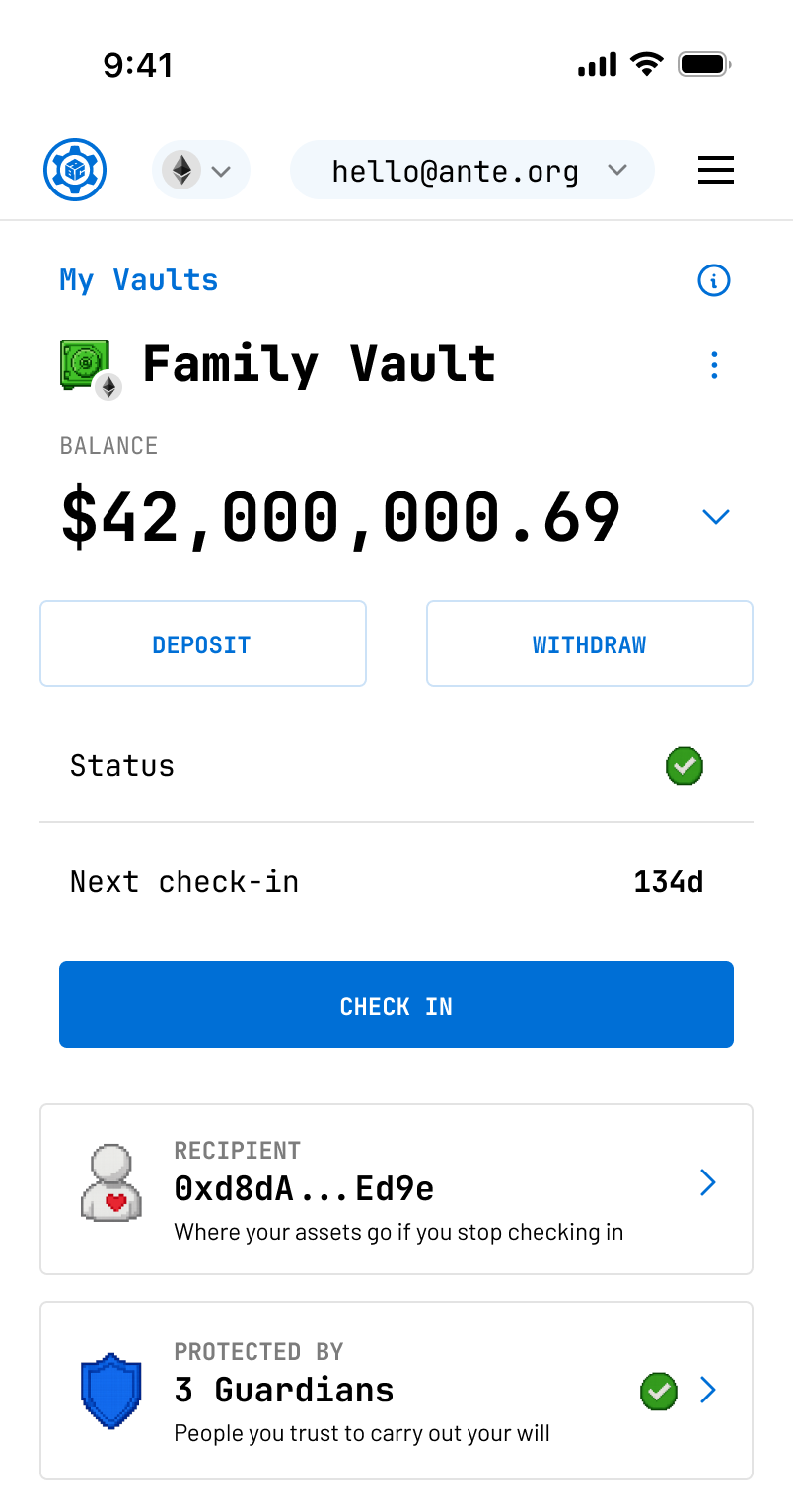 Ante V1 mobile app preview